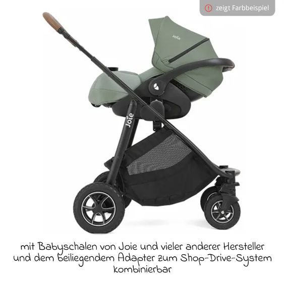 joie 2in1 Kombi-Kinderwagen-Set Versatrax bis 22 kg belastbar mit Babywanne Ramble XL, Adapter & Zubehörpaket - Shale
