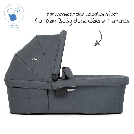 joie Set Passeggino Kombi 2in1 Versatrax fino a 22 kg con Navicella Ramble XL, Portaciuccio, Adattatore e Pacchetto Accessori - Pebble / Moonlight