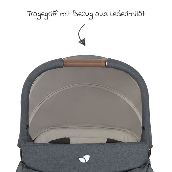 joie Set Passeggino Kombi 2in1 Versatrax fino a 22 kg con Navicella Ramble XL, Portaciuccio, Adattatore e Pacchetto Accessori - Pebble / Moonlight