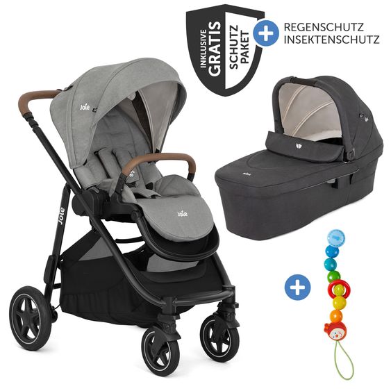 joie Set passeggino combinato 2in1 Versatrax fino a 22 kg con Navicella Ramble XL, Catenella per ciuccio, Adattatore e Pacchetto accessori - Pebble / Shale