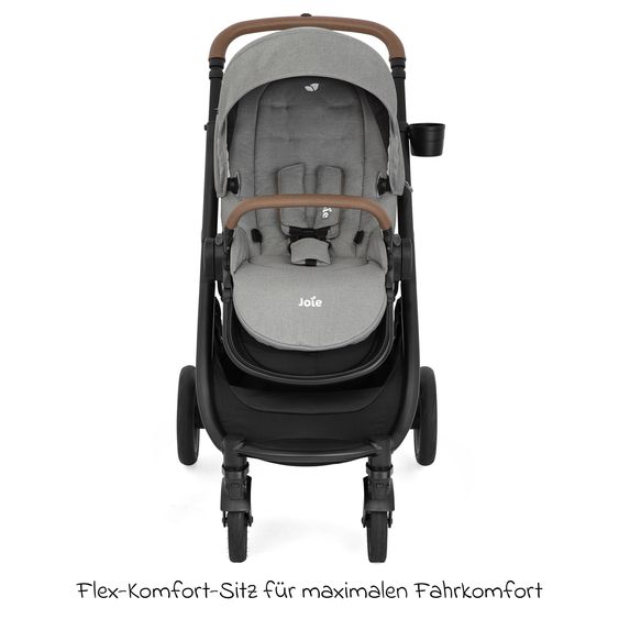 joie Set passeggino combinato 2in1 Versatrax fino a 22 kg con Navicella Ramble XL, Catenella per ciuccio, Adattatore e Pacchetto accessori - Pebble / Shale