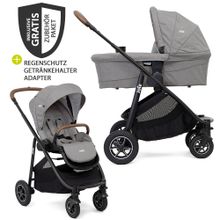 2in1 combination stroller set Versatrax up to 22 kg loadable with sport seat, carrycot, adapter & raincover - Gray Flannel