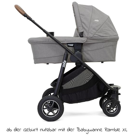 joie 2in1 combination stroller set Versatrax up to 22 kg loadable with sport seat, carrycot, adapter & raincover - Gray Flannel