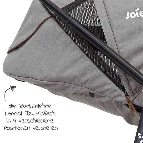 joie 2in1 combination stroller set Versatrax up to 22 kg loadable with sport seat, carrycot, adapter & raincover - Gray Flannel