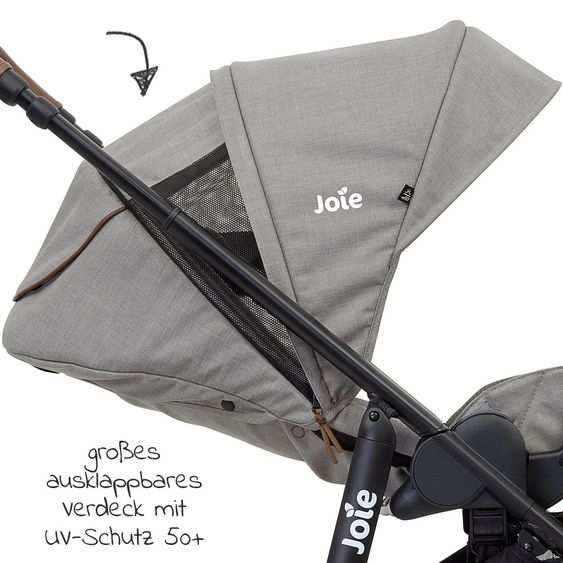 joie 2in1 combination stroller set Versatrax up to 22 kg loadable with sport seat, carrycot, adapter & raincover - Gray Flannel