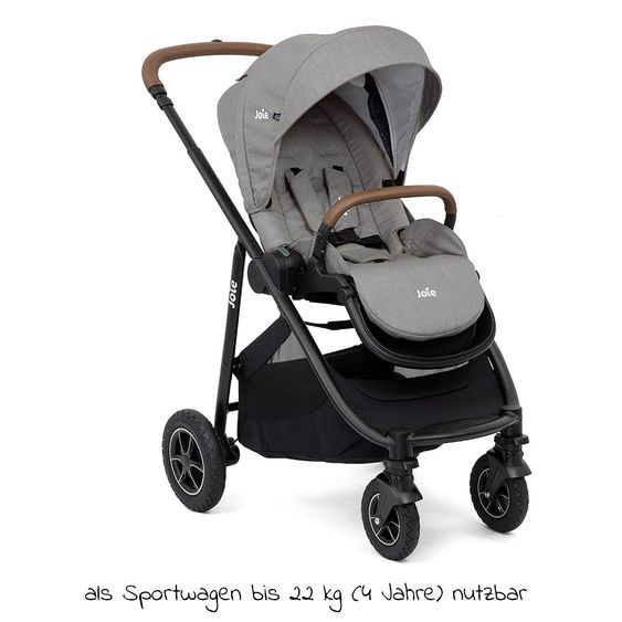 joie 2in1 combination stroller set Versatrax up to 22 kg loadable with sport seat, carrycot, adapter & raincover - Gray Flannel