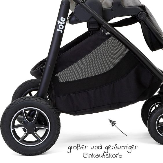 joie 2in1 combination stroller set Versatrax up to 22 kg loadable with sport seat, carrycot, adapter & raincover - Gray Flannel