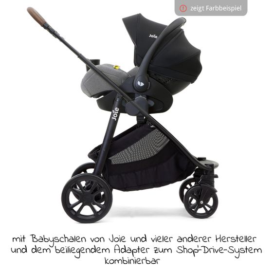 joie 2in1 combination stroller set Versatrax up to 22 kg loadable with sport seat, carrycot, adapter & raincover - Gray Flannel