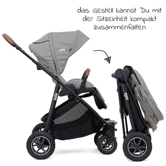 joie 2in1 combination stroller set Versatrax up to 22 kg loadable with sport seat, carrycot, adapter & raincover - Gray Flannel