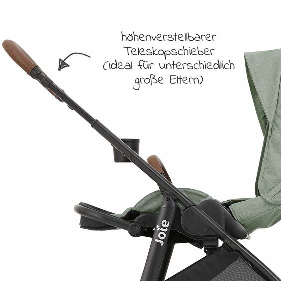 joie 2in1 Kombi-Kinderwagen-Set Versatrax bis 22 kg belastbar mit Sportsitz, Babywanne, Adapter & XXL-Zubehörpaket - Laurel