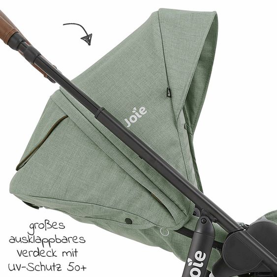 joie 2in1 Kombi-Kinderwagen-Set Versatrax bis 22 kg belastbar mit Sportsitz, Babywanne, Adapter & XXL-Zubehörpaket - Laurel