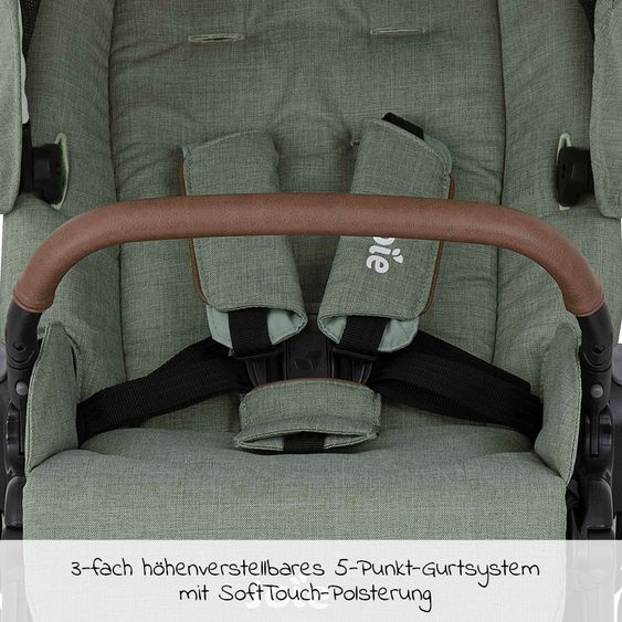 joie 2in1 Kombi-Kinderwagen-Set Versatrax bis 22 kg belastbar mit Sportsitz, Babywanne, Adapter & XXL-Zubehörpaket - Laurel