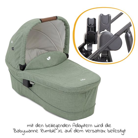 joie 2in1 Kombi-Kinderwagen-Set Versatrax bis 22 kg belastbar mit Sportsitz, Babywanne, Adapter & XXL-Zubehörpaket - Laurel