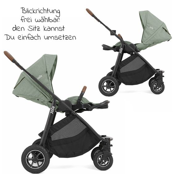 joie 2in1 Kombi-Kinderwagen-Set Versatrax bis 22 kg belastbar mit Sportsitz, Babywanne, Adapter & XXL-Zubehörpaket - Laurel