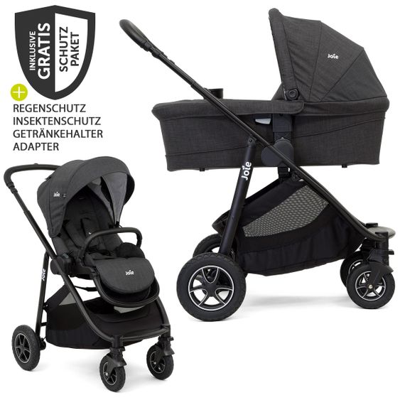 joie 2in1 Kombi-Kinderwagen-Set Versatrax bis 22 kg belastbar mit Sportsitz, Babywanne, Adapter & XXL-Zubehörpaket - Pavement