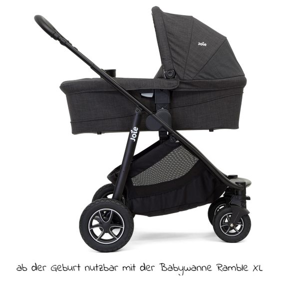 joie 2in1 Kombi-Kinderwagen-Set Versatrax bis 22 kg belastbar mit Sportsitz, Babywanne, Adapter & XXL-Zubehörpaket - Pavement