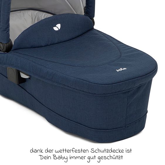 joie 2in1 Kombi-Kinderwagen-Set Versatrax bis 22 kg belastbar - umsetzbare Sitzeinheit, Babywanne Ramble XL, Adapter & Zubehör Paket - Deep Sea