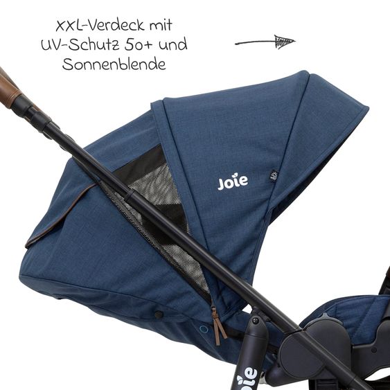 joie 2in1 Kombi-Kinderwagen-Set Versatrax bis 22 kg belastbar - umsetzbare Sitzeinheit, Babywanne Ramble XL, Adapter & Zubehör Paket - Deep Sea