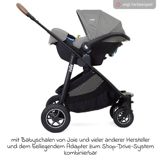 joie 2in1 Kombi-Kinderwagen-Set Versatrax bis 22 kg belastbar - umsetzbare Sitzeinheit, Babywanne Ramble XL, Adapter & Zubehör Paket - Deep Sea