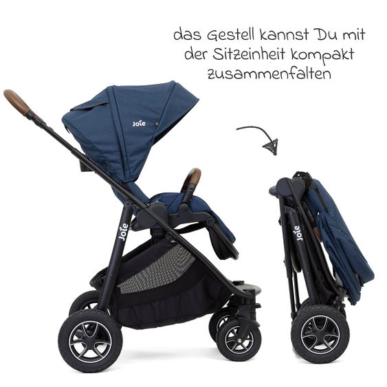 joie 2in1 Kombi-Kinderwagen-Set Versatrax bis 22 kg belastbar - umsetzbare Sitzeinheit, Babywanne Ramble XL, Adapter & Zubehör Paket - Deep Sea