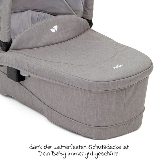 joie 2in1 Kombi-Kinderwagen-Set Versatrax bis 22 kg belastbar - umsetzbare Sitzeinheit, Babywanne Ramble XL, Adapter & Zubehör Paket - Gray Flannel