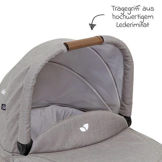 joie 2in1 Kombi-Kinderwagen-Set Versatrax bis 22 kg belastbar - umsetzbare Sitzeinheit, Babywanne Ramble XL, Adapter & Zubehör Paket - Gray Flannel