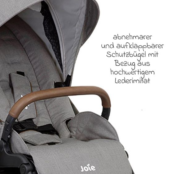joie 2in1 Kombi-Kinderwagen-Set Versatrax bis 22 kg belastbar - umsetzbare Sitzeinheit, Babywanne Ramble XL, Adapter & Zubehör Paket - Gray Flannel