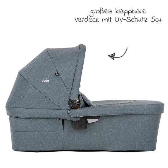 joie 2in1 Kombi-Kinderwagen-Set Versatrax bis 22 kg belastbar - umsetzbare Sitzeinheit, Babywanne Ramble XL, Adapter & Zubehör Paket - Lagoon