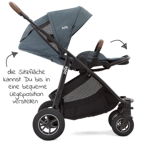 joie 2in1 Kombi-Kinderwagen-Set Versatrax bis 22 kg belastbar - umsetzbare Sitzeinheit, Babywanne Ramble XL, Adapter & Zubehör Paket - Lagoon