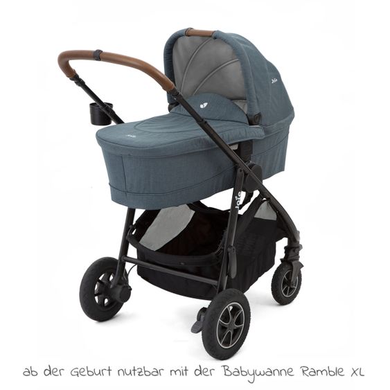 joie 2in1 Kombi-Kinderwagen-Set Versatrax bis 22 kg belastbar - umsetzbare Sitzeinheit, Babywanne Ramble XL, Adapter & Zubehör Paket - Lagoon