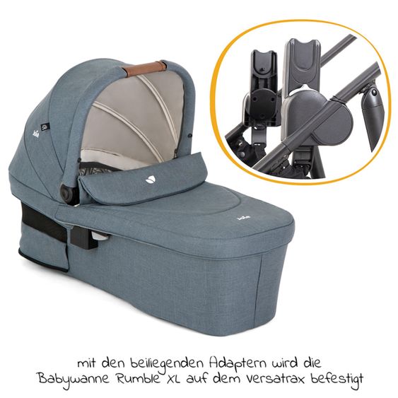 joie 2in1 Kombi-Kinderwagen-Set Versatrax bis 22 kg belastbar - umsetzbare Sitzeinheit, Babywanne Ramble XL, Adapter & Zubehör Paket - Lagoon