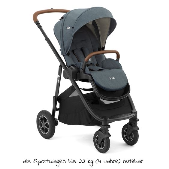 joie 2in1 Kombi-Kinderwagen-Set Versatrax bis 22 kg belastbar - umsetzbare Sitzeinheit, Babywanne Ramble XL, Adapter & Zubehör Paket - Lagoon