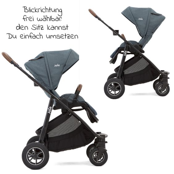 joie 2in1 Kombi-Kinderwagen-Set Versatrax bis 22 kg belastbar - umsetzbare Sitzeinheit, Babywanne Ramble XL, Adapter & Zubehör Paket - Lagoon