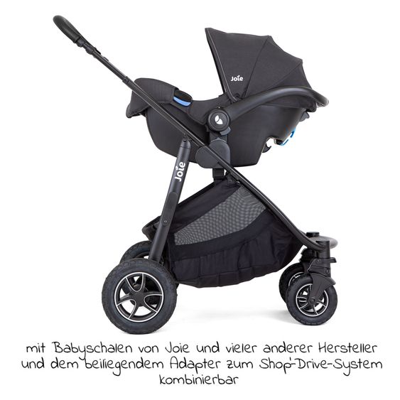 joie 2in1 Kombi-Kinderwagen-Set Versatrax bis 22 kg belastbar - umsetzbare Sitzeinheit, Babywanne Ramble XL, Adapter & Zubehör Paket - Shale