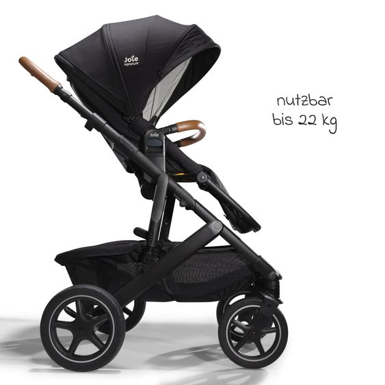 Joie Signature 2in1 Kombi-Kinderwagen-Set Vinca bis 22 kg belastbar mit Kinderwagenkette & Ring-Greifling - Teleskopschieber, Sitzeinheit, Babywanne Ramble XL, Adapter & Zubehörpaket - Signature - Eclipse