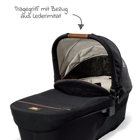 Joie Signature 2in1 Kombi-Kinderwagen-Set Vinca bis 22 kg belastbar mit Kinderwagenkette & Ring-Greifling - Teleskopschieber, Sitzeinheit, Babywanne Ramble XL, Adapter & Zubehörpaket - Signature - Eclipse