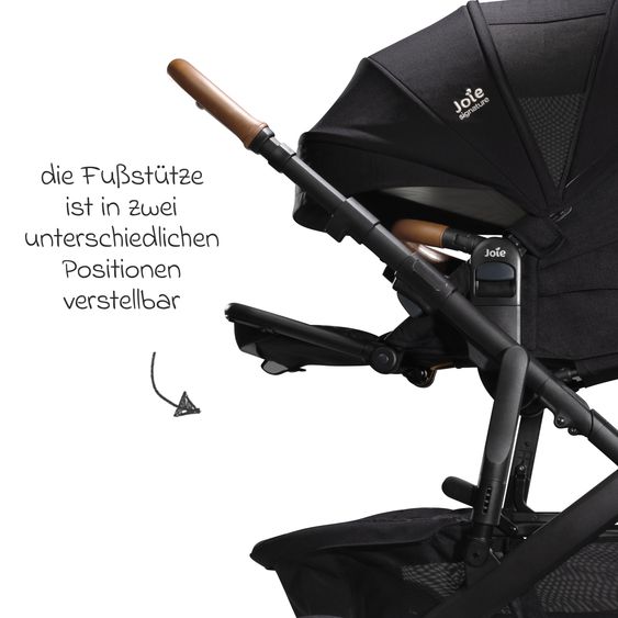 Joie Signature 2in1 Kombi-Kinderwagen-Set Vinca bis 22 kg belastbar mit Kinderwagenkette & Ring-Greifling - Teleskopschieber, Sitzeinheit, Babywanne Ramble XL, Adapter & Zubehörpaket - Signature - Eclipse