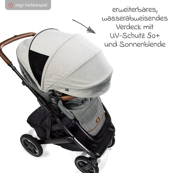 Joie Signature 2in1 Kombi-Kinderwagen-Set Vinca bis 22 kg belastbar mit Kinderwagenkette & Ring-Greifling - Teleskopschieber, Sitzeinheit, Babywanne Ramble XL, Adapter & Zubehörpaket - Signature - Eclipse