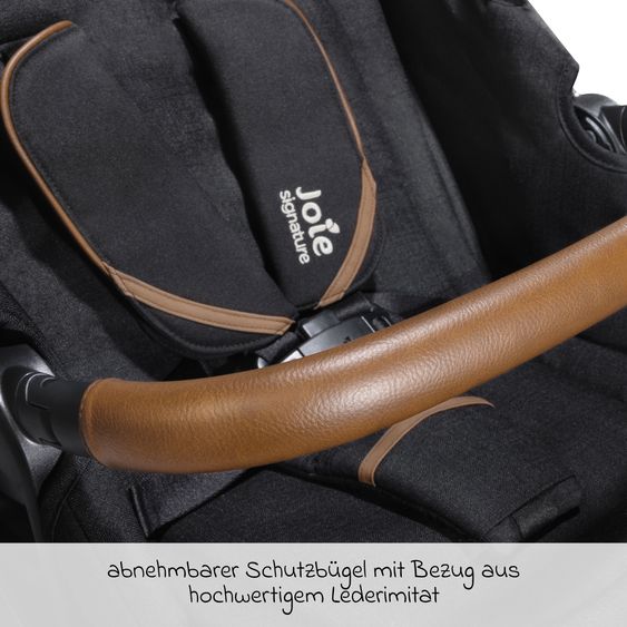 Joie Signature 2in1 Kombi-Kinderwagen-Set Vinca bis 22 kg belastbar mit Kinderwagenkette & Ring-Greifling - Teleskopschieber, Sitzeinheit, Babywanne Ramble XL, Adapter & Zubehörpaket - Signature - Eclipse