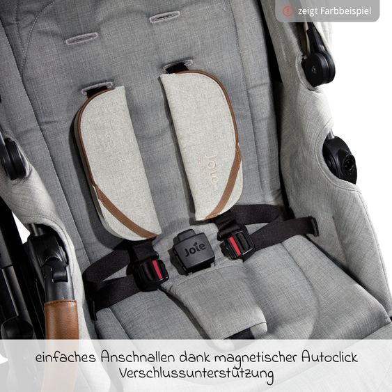 Joie Signature 2in1 Kombi-Kinderwagen-Set Vinca bis 22 kg belastbar mit Kinderwagenkette & Ring-Greifling - Teleskopschieber, Sitzeinheit, Babywanne Ramble XL, Adapter & Zubehörpaket - Signature - Eclipse