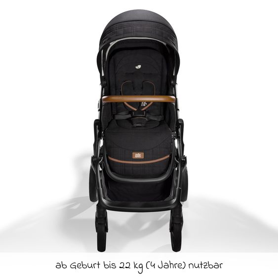 Joie Signature 2in1 Kombi-Kinderwagen-Set Vinca bis 22 kg belastbar mit Kinderwagenkette & Ring-Greifling - Teleskopschieber, Sitzeinheit, Babywanne Ramble XL, Adapter & Zubehörpaket - Signature - Eclipse