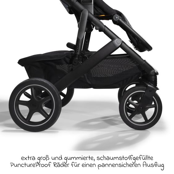 Joie Signature 2in1 Kombi-Kinderwagen-Set Vinca bis 22 kg belastbar mit Kinderwagenkette & Ring-Greifling - Teleskopschieber, Sitzeinheit, Babywanne Ramble XL, Adapter & Zubehörpaket - Signature - Eclipse