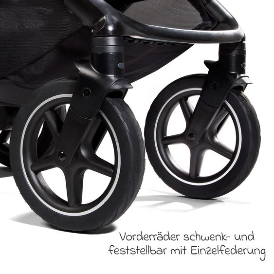 Joie Signature 2in1 Kombi-Kinderwagen-Set Vinca bis 22 kg belastbar mit Kinderwagenkette & Ring-Greifling - Teleskopschieber, Sitzeinheit, Babywanne Ramble XL, Adapter & Zubehörpaket - Signature - Eclipse