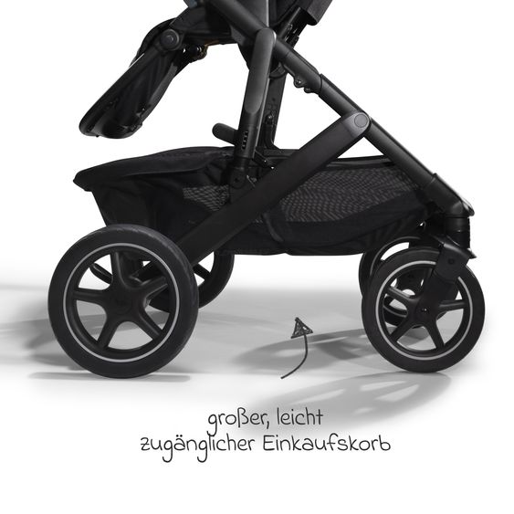 Joie Signature 2in1 Kombi-Kinderwagen-Set Vinca bis 22 kg belastbar mit Kinderwagenkette & Ring-Greifling - Teleskopschieber, Sitzeinheit, Babywanne Ramble XL, Adapter & Zubehörpaket - Signature - Eclipse