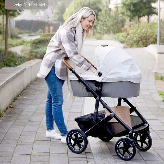 Joie Signature 2in1 Kombi-Kinderwagen-Set Vinca bis 22 kg belastbar mit Kinderwagenkette & Ring-Greifling - Teleskopschieber, Sitzeinheit, Babywanne Ramble XL, Adapter & Zubehörpaket - Signature - Eclipse