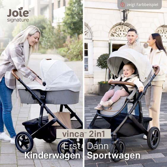 Joie Signature 2in1 Kombi-Kinderwagen-Set Vinca bis 22 kg belastbar mit Kinderwagenkette & Ring-Greifling - Teleskopschieber, Sitzeinheit, Babywanne Ramble XL, Adapter & Zubehörpaket - Signature - Eclipse