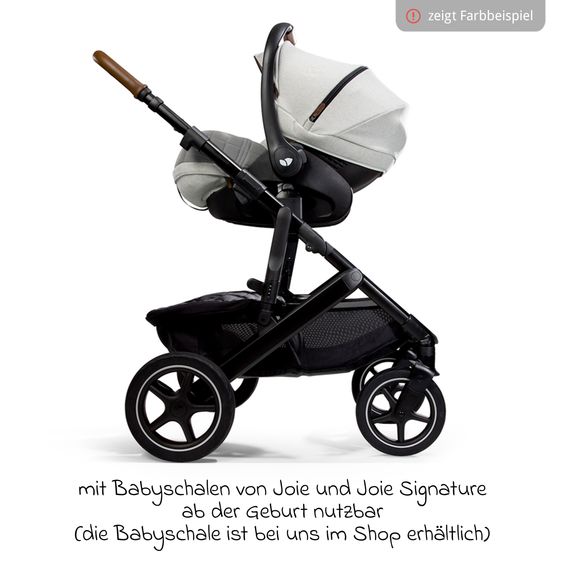 Joie Signature 2in1 Kombi-Kinderwagen-Set Vinca bis 22 kg belastbar mit Kinderwagenkette & Ring-Greifling - Teleskopschieber, Sitzeinheit, Babywanne Ramble XL, Adapter & Zubehörpaket - Signature - Eclipse