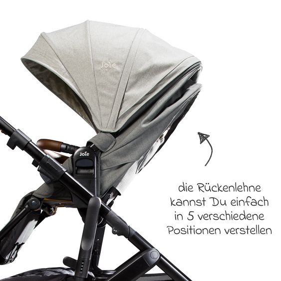 Joie Signature 2in1 Kombi-Kinderwagen-Set Vinca bis 22 kg belastbar mit Kinderwagenkette & Ring-Greifling - Teleskopschieber, Sitzeinheit, Babywanne Ramble XL, Adapter & Zubehörpaket - Signature - Oyster