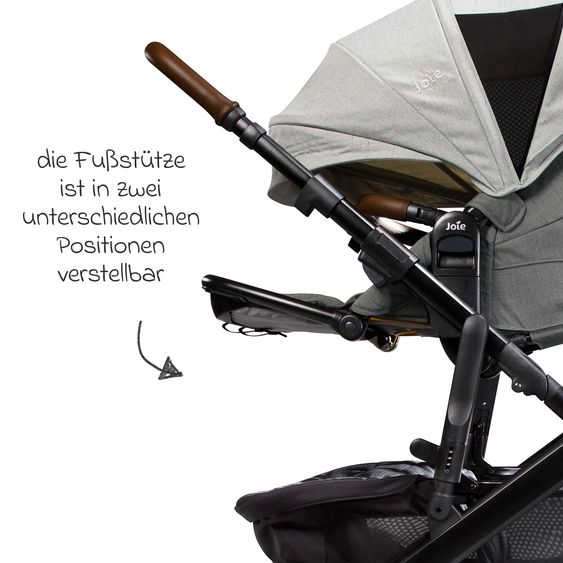 Joie Signature 2in1 Kombi-Kinderwagen-Set Vinca bis 22 kg belastbar mit Kinderwagenkette & Ring-Greifling - Teleskopschieber, Sitzeinheit, Babywanne Ramble XL, Adapter & Zubehörpaket - Signature - Oyster