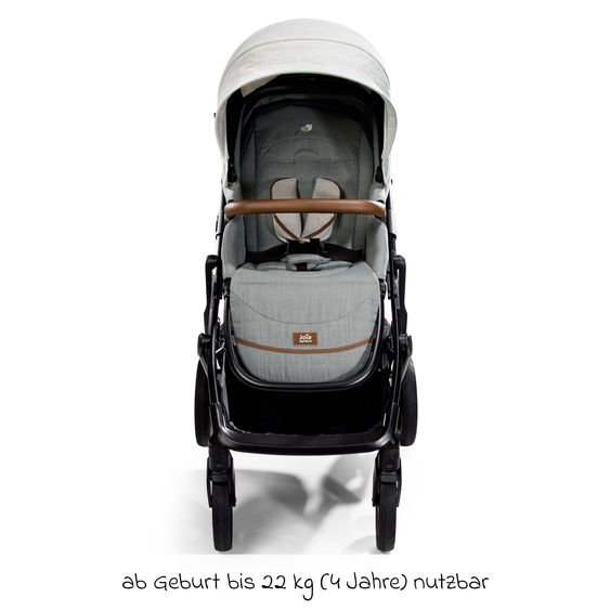 Joie Signature 2in1 Kombi-Kinderwagen-Set Vinca bis 22 kg belastbar mit Kinderwagenkette & Ring-Greifling - Teleskopschieber, Sitzeinheit, Babywanne Ramble XL, Adapter & Zubehörpaket - Signature - Oyster